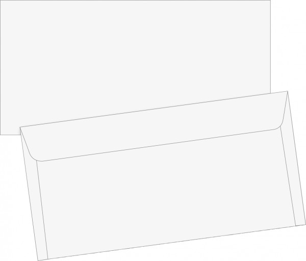 Briefumschlag, DIN Lang, 220 x 110 mm, weiß, gummiert, Papier, 70 g/qm