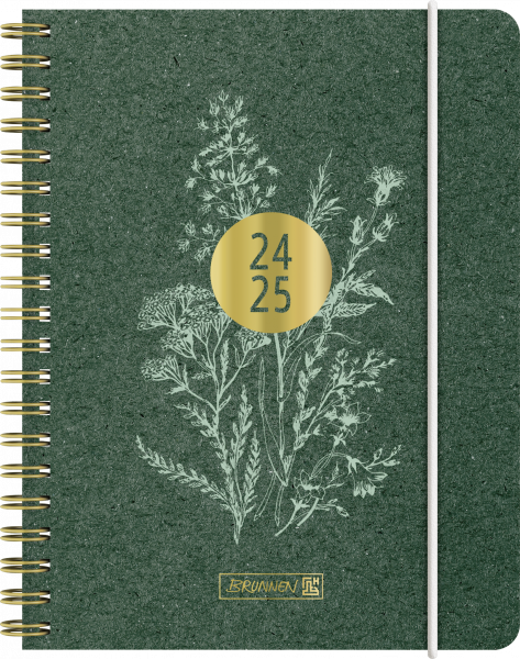 Schülerkalender (2024/2025) Botanical, 2 Seiten = 1 Woche, A6, 208 Seiten, dunkelgrün