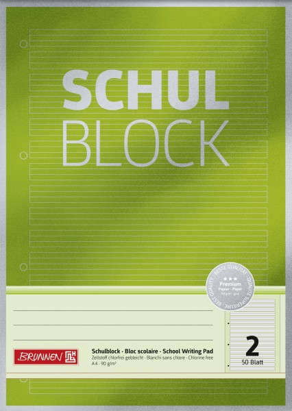 Schulblock A4 Liniatur 2, 50 Blatt Premium