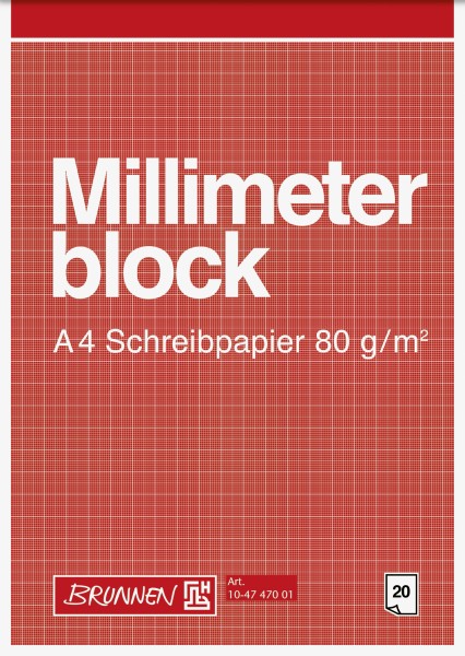 Millimeterblock A4, 20 Blatt Schreibpapier