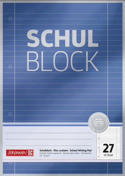 Schulblock A4 Liniatur 27, 50 Blatt, Premium