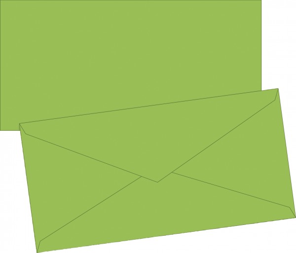 Briefumschlag, DIN lang, 110 x 220mm, hellgrün, gummiert, Papier, 80 g/qm