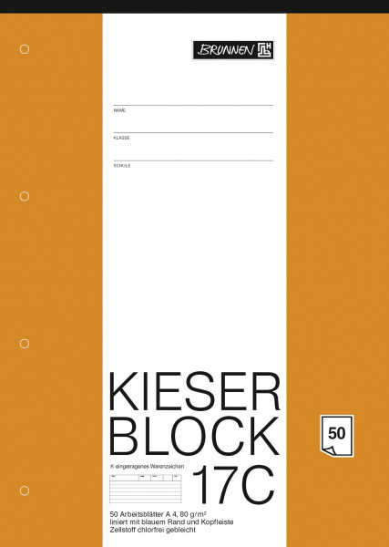 Briefpapierblock Kieserblock, 17C, A4, liniert, weiß, 50 Stück
